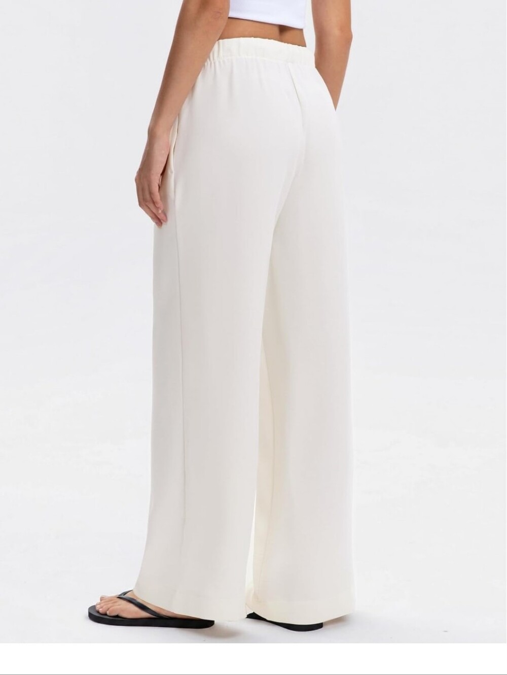 NWT Wide Leg Crepe Pants | Size Small | Off-White 29" Inseam - Picture 3 of 3